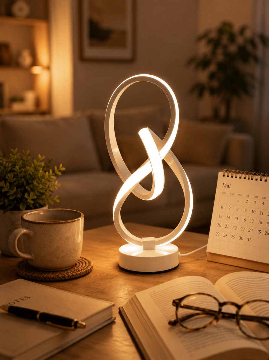 Lampe de Bureau Double Hélice LED — Design Créatif Tricolore Tactile | HÉLICE™ - Lampes Design