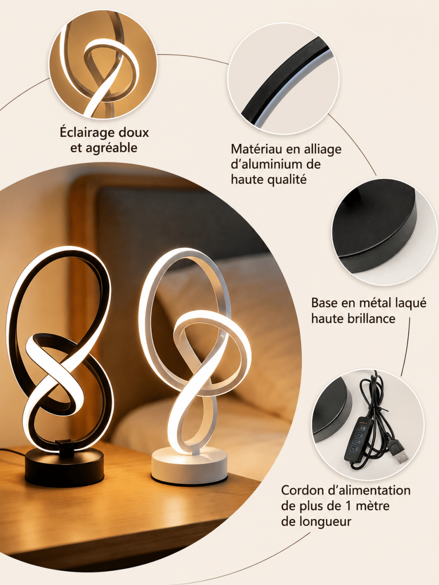 Lampe de Bureau Double Hélice LED — Design Créatif Tricolore Tactile | HÉLICE™ - Lampes Design