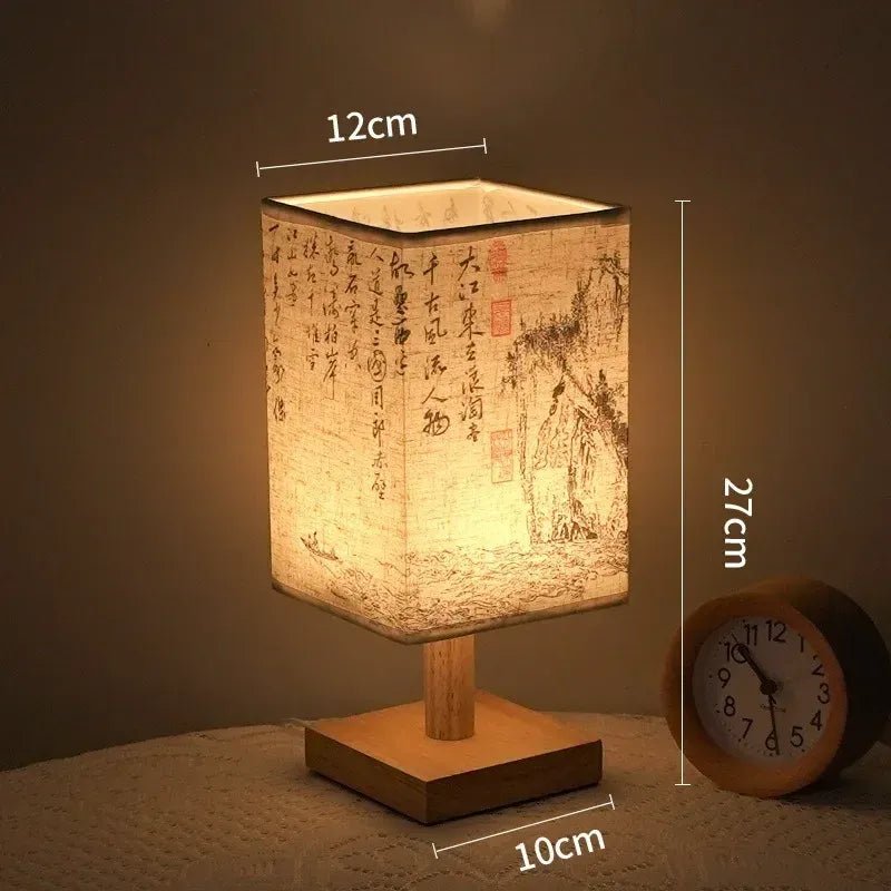 Lampe de Chevet Style Chinois en Bois et Tissu — Veilleuse Design Zen pour Chambre | MING™ - Lampes Design