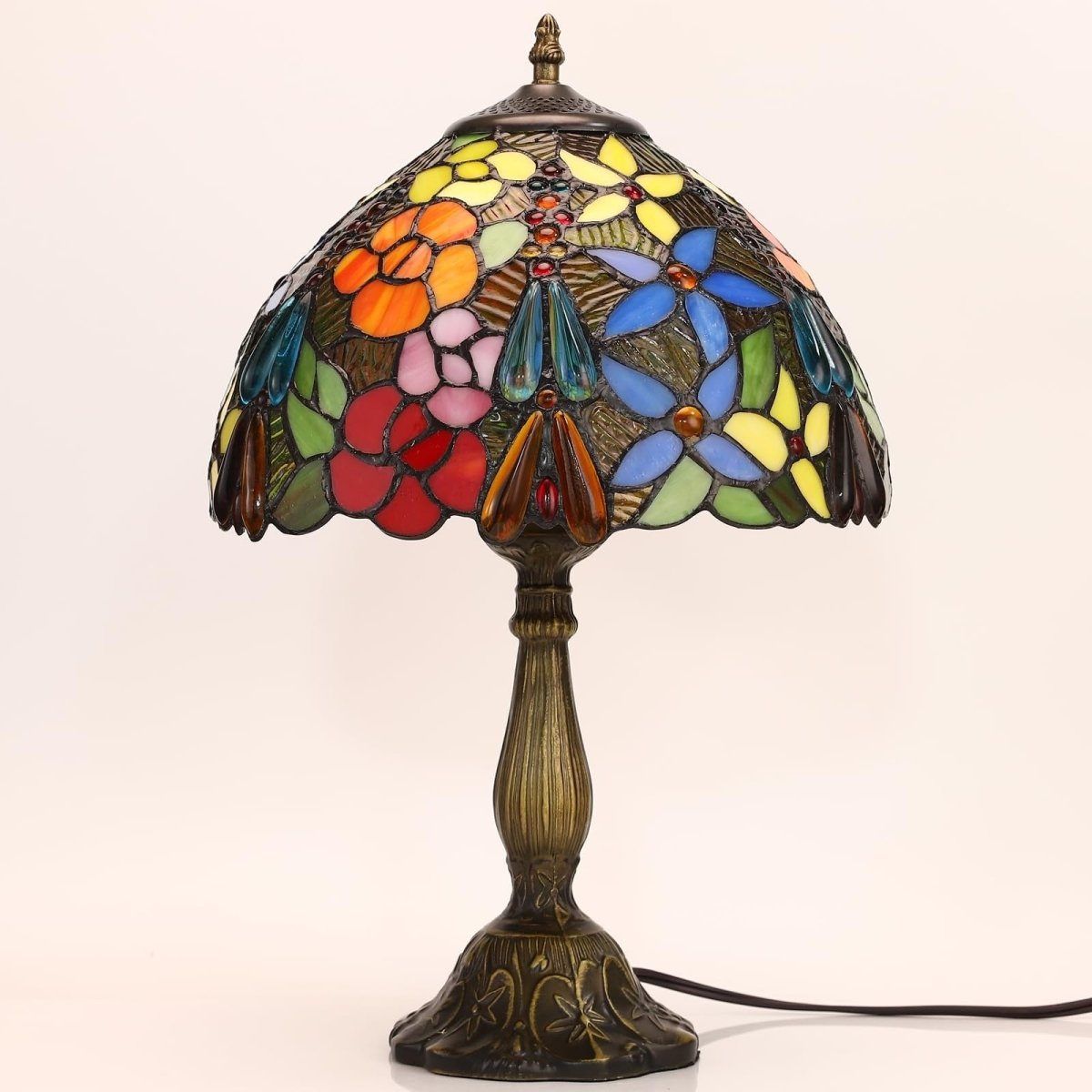Lampe Tiffany Vitrail Floral — Design Art Nouveau Authentique pour Salon ou Bureau | FLORA™ - Lampes Design