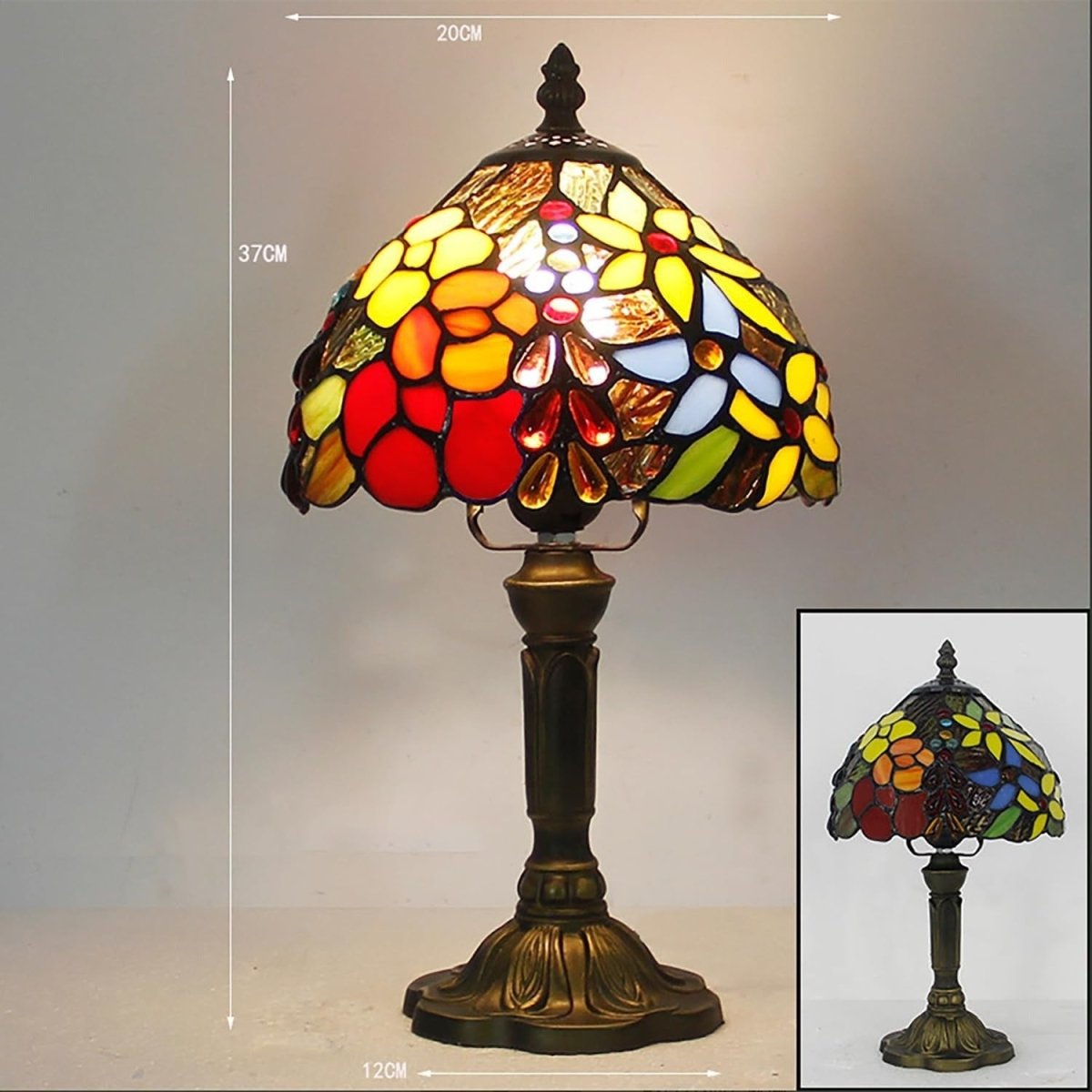 Lampe Tiffany Vitrail Floral — Design Art Nouveau Authentique pour Salon ou Bureau | FLORA™ - Lampes Design
