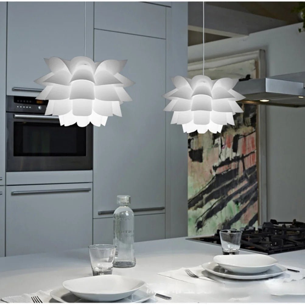 suspension plafond lotus blanc design moderne DIY avec ampoule LED économique
