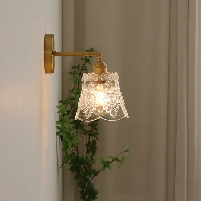 Luminaire Fleur en Verre Texturé et Laiton — Suspension ou Applique | COROLLE™ - Lampes Design