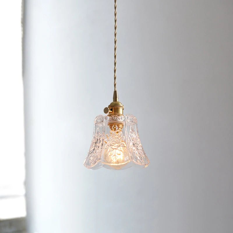 Luminaire Fleur en Verre Texturé et Laiton — Suspension ou Applique | COROLLE™ - Lampes Design