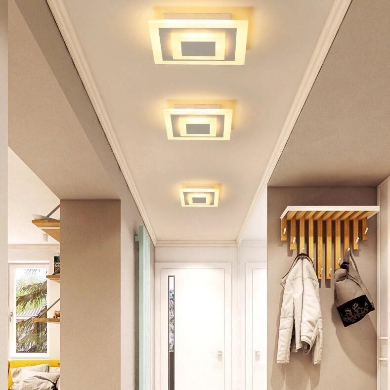 Plafonnier LED compact moderne entrée couloir | LAMIA