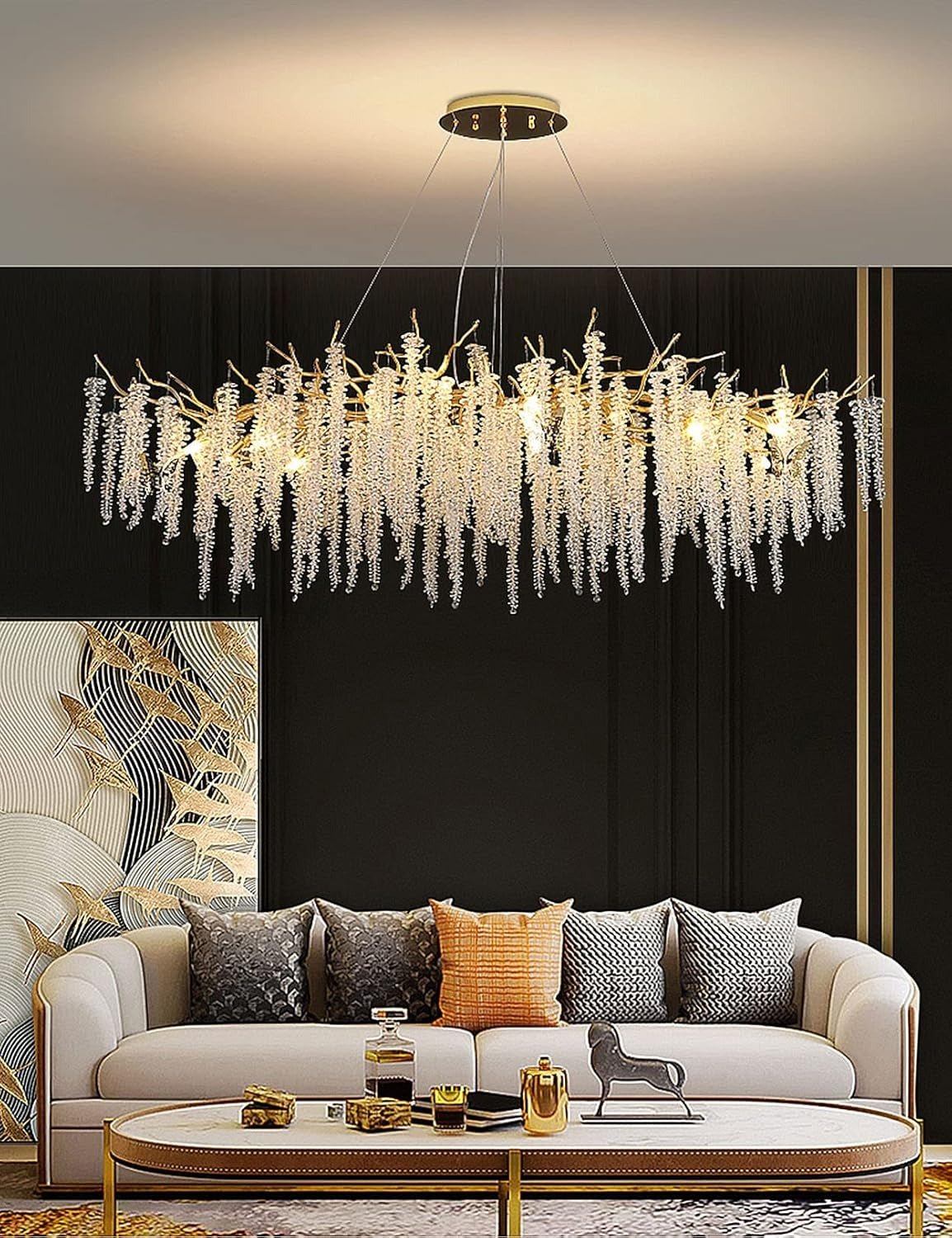 Lustre Cristal Cascade Design Doré - Suspension Luxe | CASCADE - Lampes Design