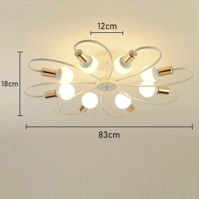 Lustre Industriel Rétro en Fer Forgé — 3, 6 ou 8 Têtes E27 | ATOME™ - Lampes Design