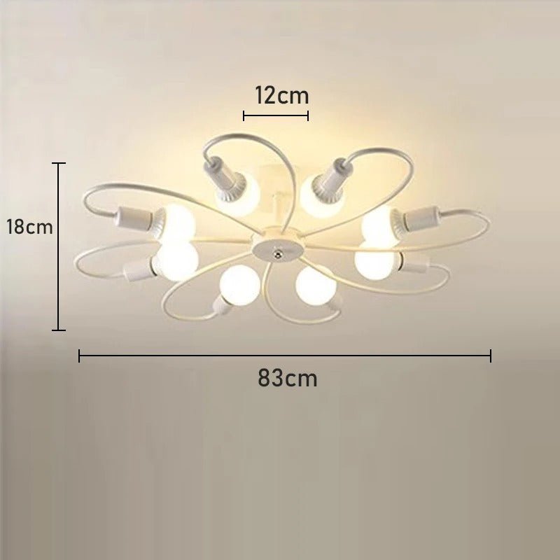 Lustre Industriel Rétro en Fer Forgé — 3, 6 ou 8 Têtes E27 | ATOME™ - Lampes Design