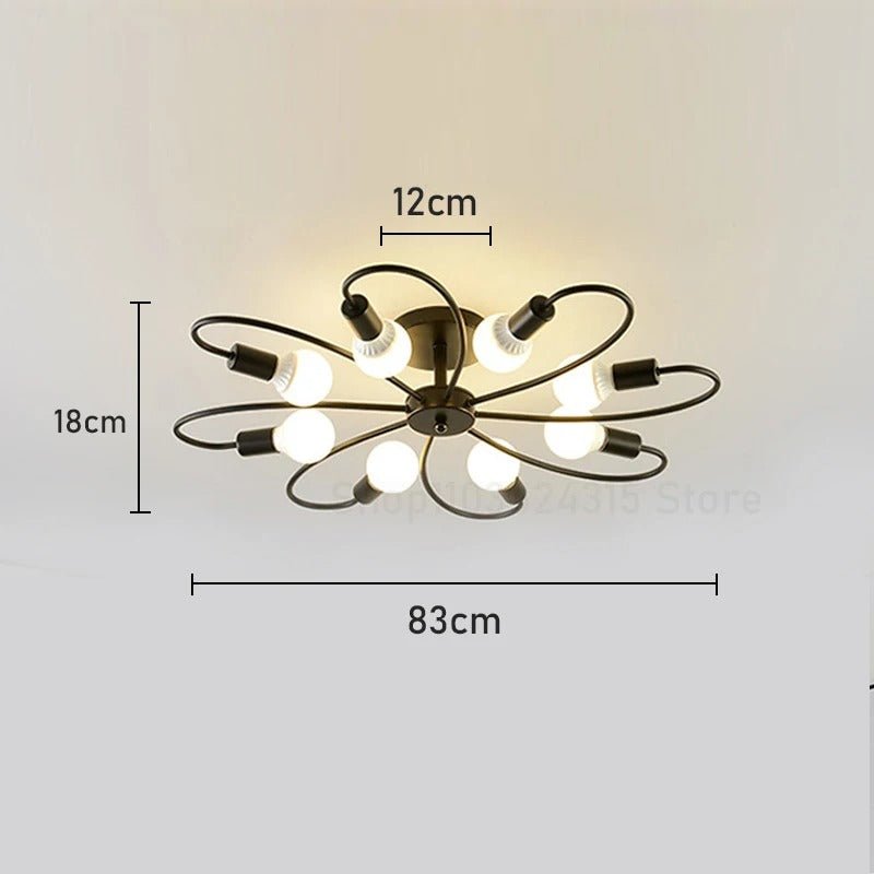 Lustre Industriel Rétro en Fer Forgé — 3, 6 ou 8 Têtes E27 | ATOME™ - Lampes Design