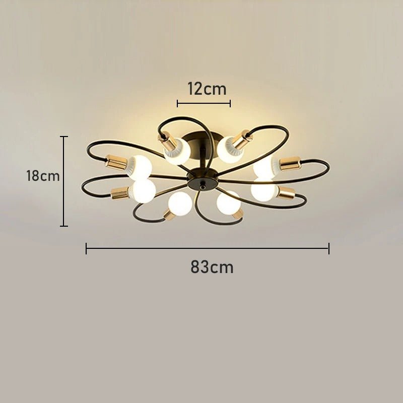 Lustre Industriel Rétro en Fer Forgé — 3, 6 ou 8 Têtes E27 | ATOME™ - Lampes Design