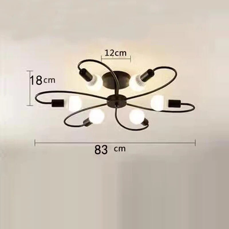 Lustre Industriel Rétro en Fer Forgé — 3, 6 ou 8 Têtes E27 | ATOME™ - Lampes Design