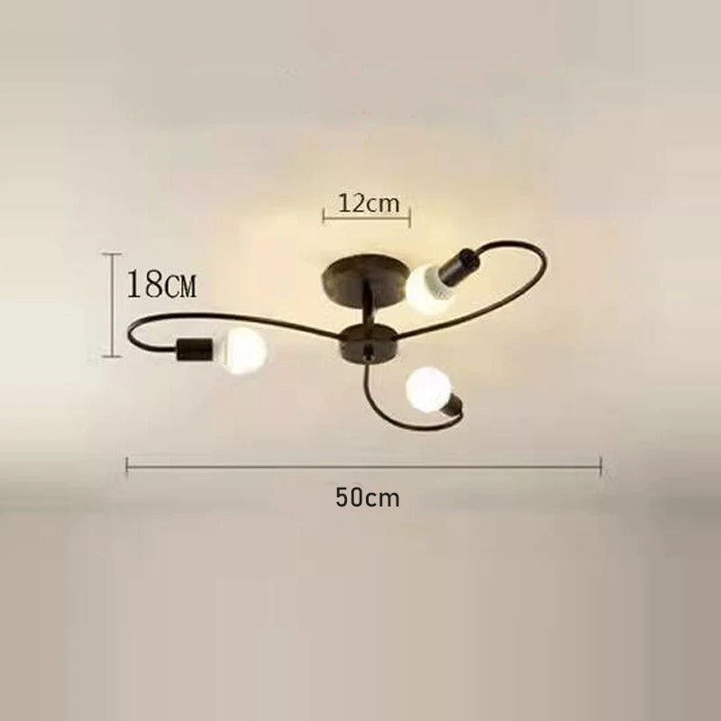 Lustre Industriel Rétro en Fer Forgé — 3, 6 ou 8 Têtes E27 | ATOME™ - Lampes Design
