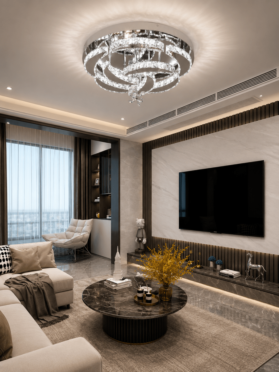 Lustre Plafonnier Luxe en Cristal K9 Dimmable — Télécommande Incluse | NIMBUS™ - Lampes Design