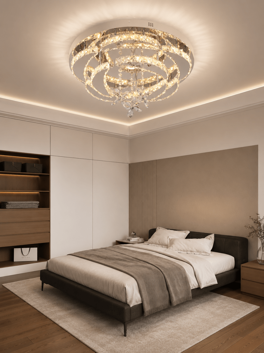 Lustre Plafonnier Luxe en Cristal K9 Dimmable — Télécommande Incluse | NIMBUS™ - Lampes Design