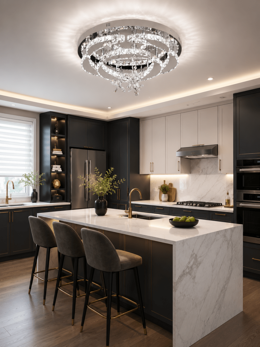 Lustre Plafonnier Luxe en Cristal K9 Dimmable — Télécommande Incluse | NIMBUS™ - Lampes Design