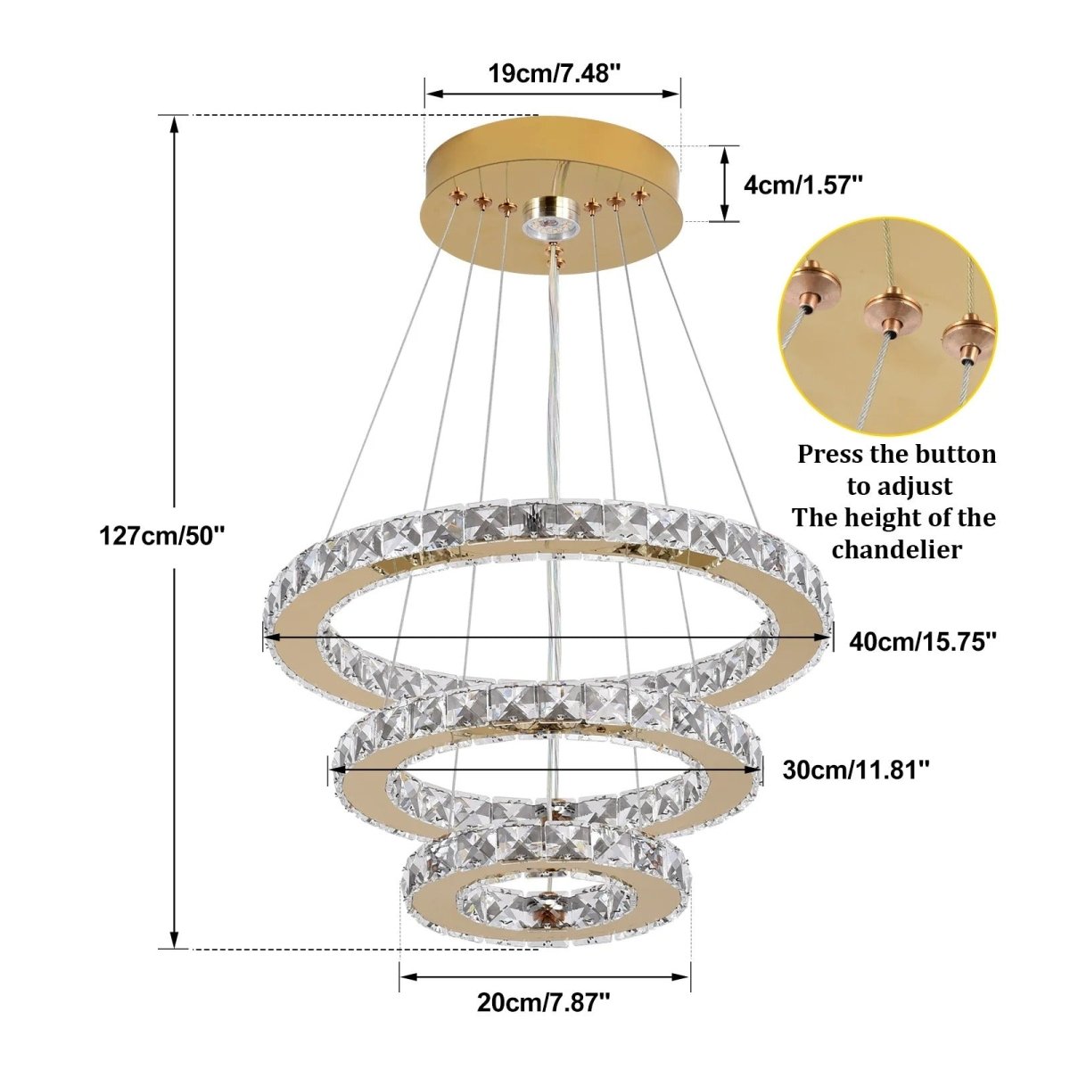 Lustre Suspendu Cascade en Cristal Chrome & Or — LED Dimmable Télécommande | CASCADA™ - Lampes Design