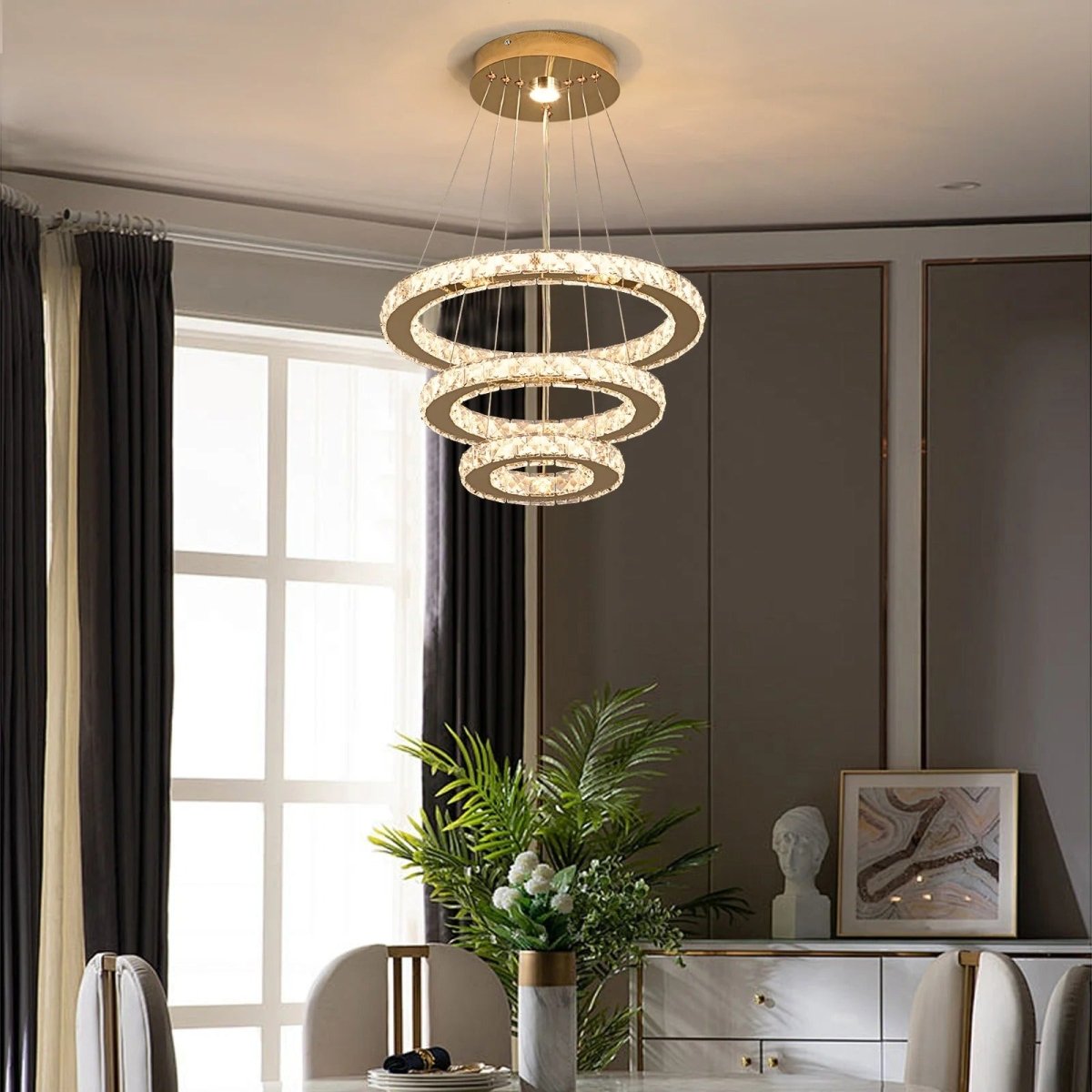 Lustre Suspendu Cascade en Cristal Chrome & Or — LED Dimmable Télécommande | CASCADA™ - Lampes Design
