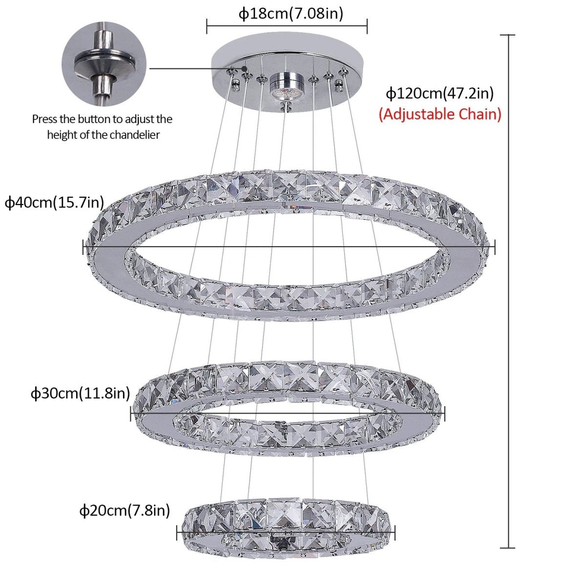 Lustre Suspendu Cascade en Cristal Chrome & Or — LED Dimmable Télécommande | CASCADA™ - Lampes Design
