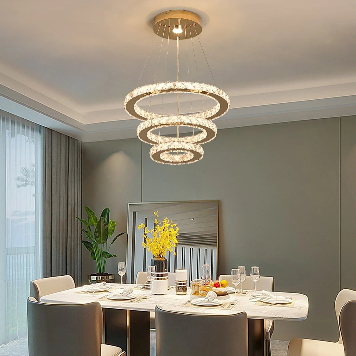 Lustre Suspendu Cascade en Cristal Chrome & Or — LED Dimmable Télécommande | CASCADA™ - Lampes Design