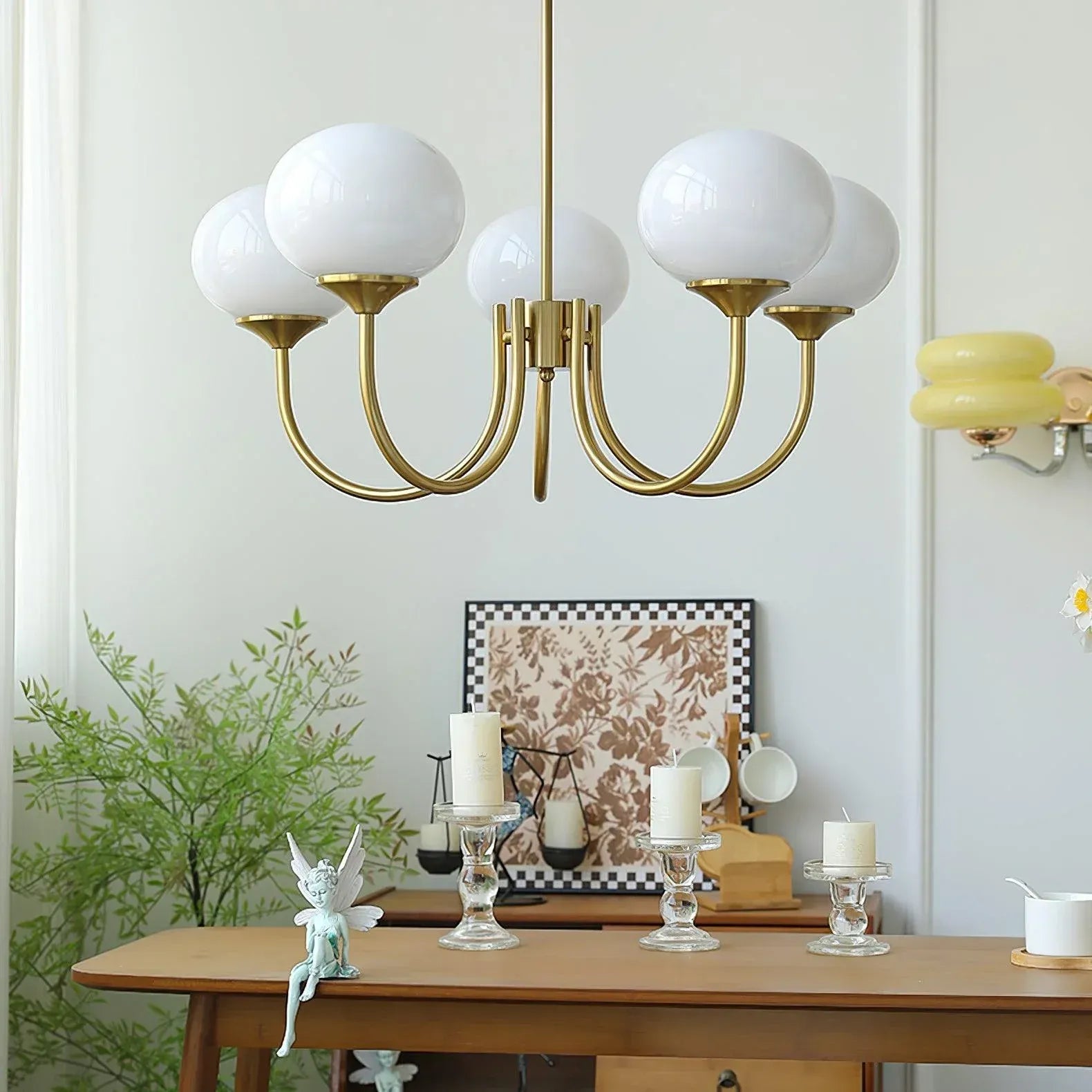 Lustre Suspension Design Globes en Verre et Laiton | Blossom - Lampes Design