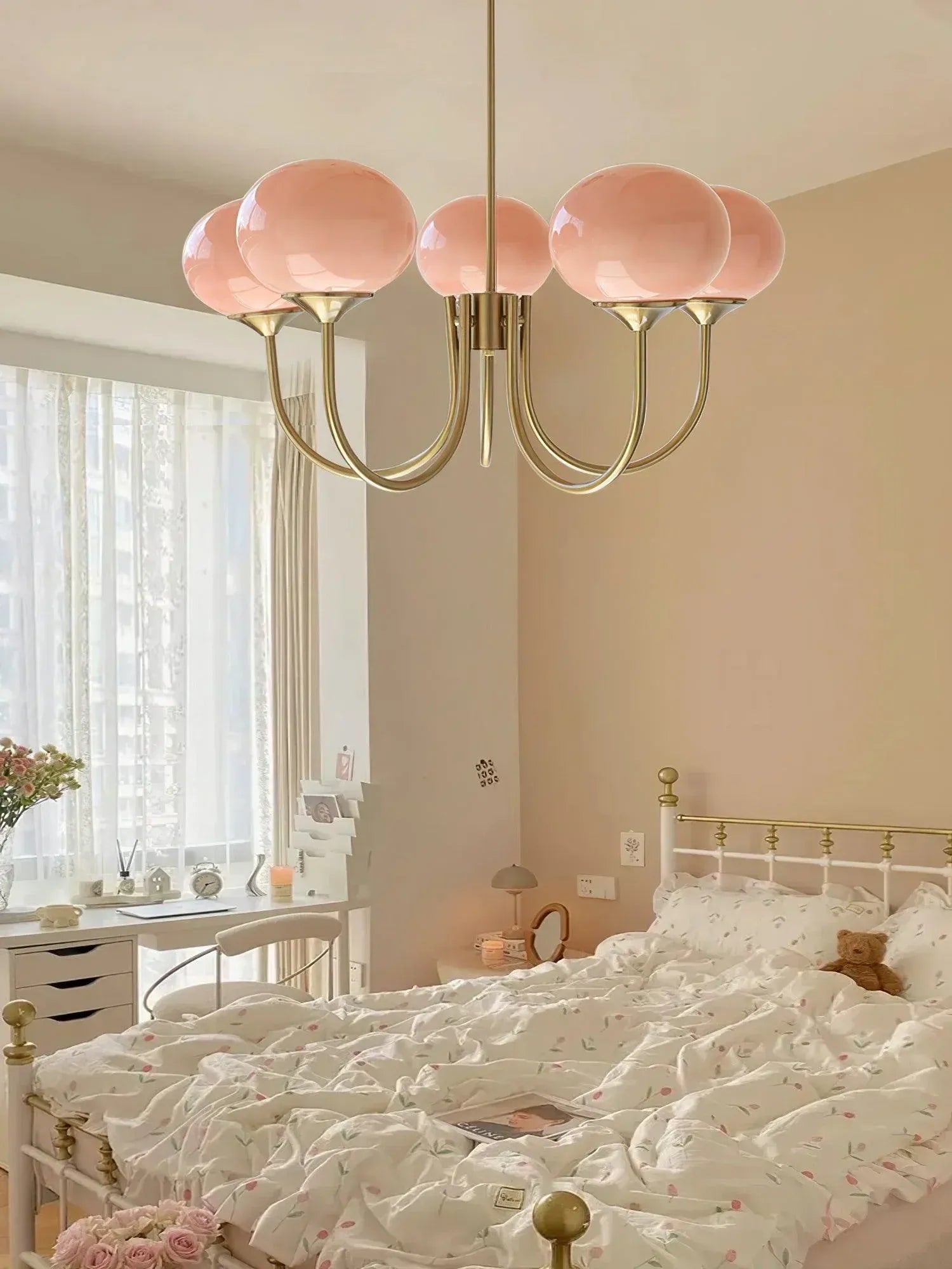 Lustre Suspension Design Globes en Verre et Laiton | Blossom - Lampes Design