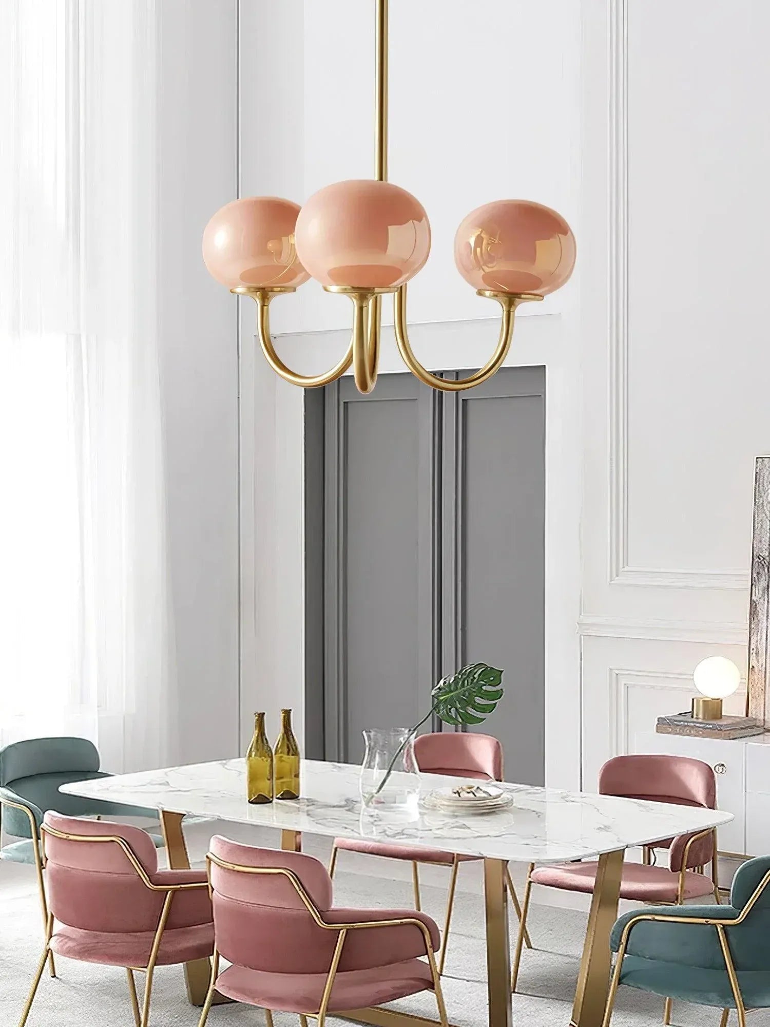 Lustre Suspension Design Globes en Verre et Laiton | Blossom - Lampes Design