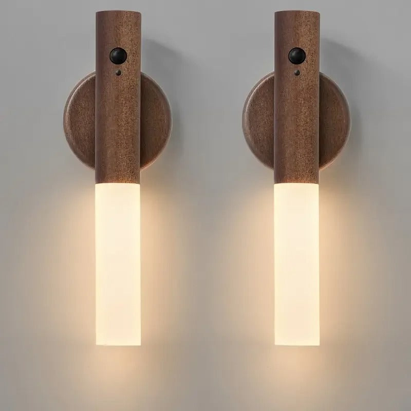 Applique Murale LED en Bois Rechargeable — Capteur de Mouvement et Fixation Magnétique | SENSO™