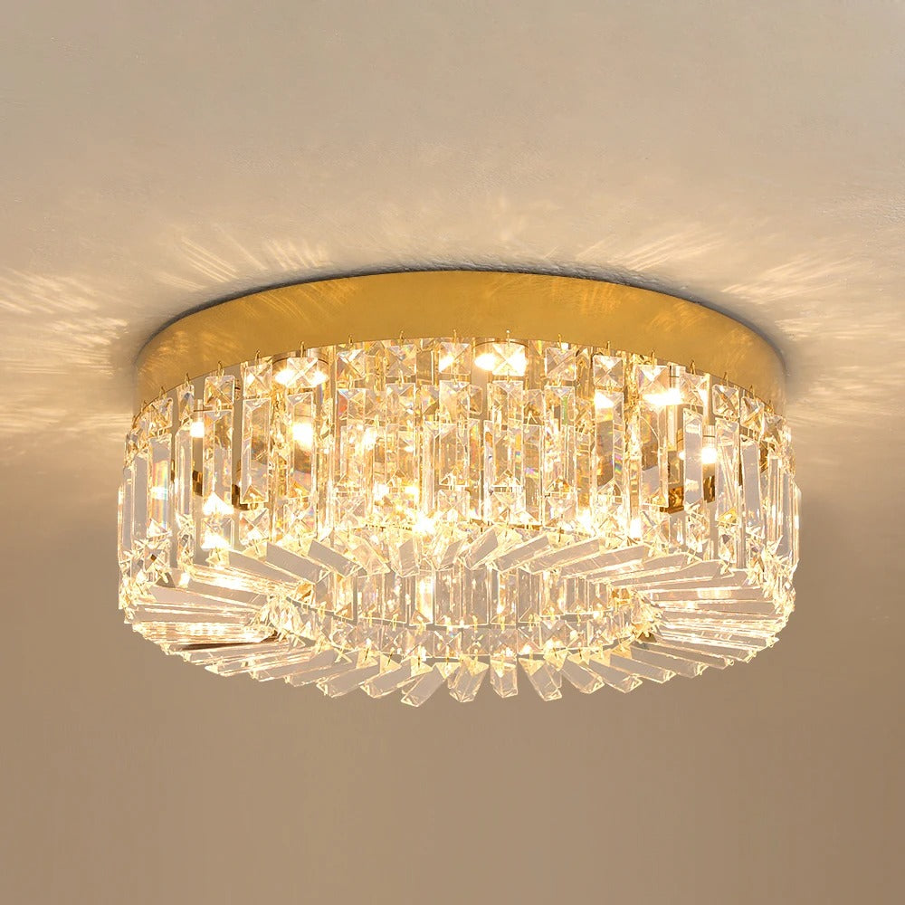 Plafonnier Luxe en Cristal et Acier — LED Intégrée Réglable, Ø40 ou Ø50 cm | GLACIER™