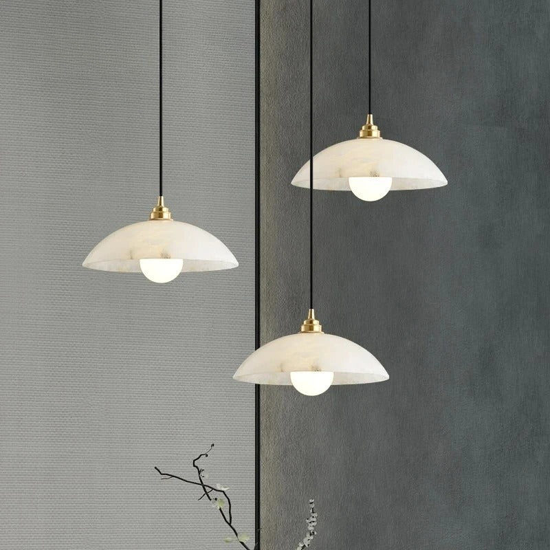 Suspension Disque en Marbre & Laiton — Lampe de Bar Style Nordique Minimaliste | MÉDAILLON™