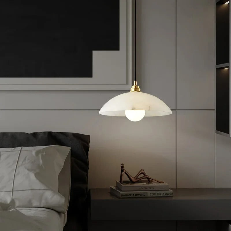 Suspension Disque en Marbre & Laiton — Lampe de Bar Style Nordique Minimaliste | MÉDAILLON™