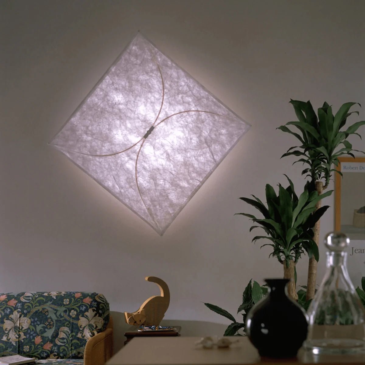Plafonnier Carré en Tissu Ivoire — Lampe Style Italien Minimaliste | TOILE™ - Lampes Design