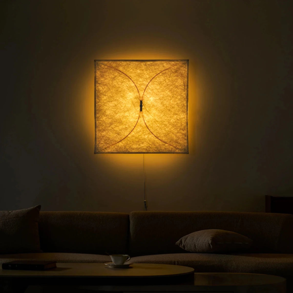 Plafonnier Carré en Tissu Ivoire — Lampe Style Italien Minimaliste | TOILE™ - Lampes Design