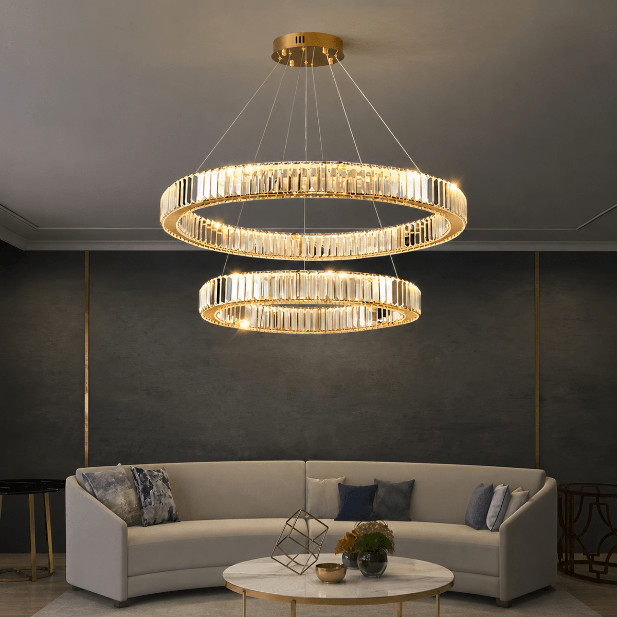 Plafonnier Cristal Luxe Nordique — Luminaire LED Dimmable Télécommande | IRALAN™ - Lampes Design