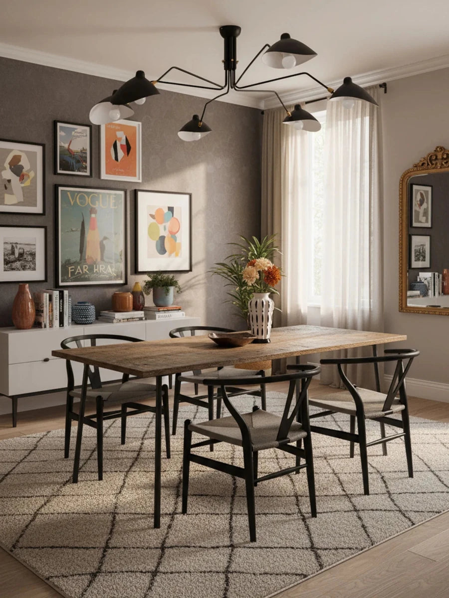 Plafonnier Design Multi-Bras Sculptural Noir & Blanc pour Salon & Salle à Manger | PIEUVRE™ - Lampes Design
