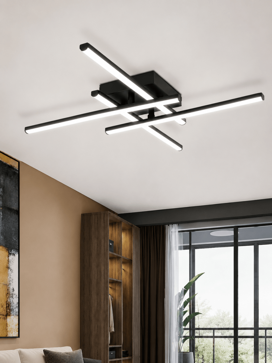 Plafonnier LED Design Géométrique Noir Angulaire — Luminaire Minimaliste Moderne | ANGULO™ - Lampes Design