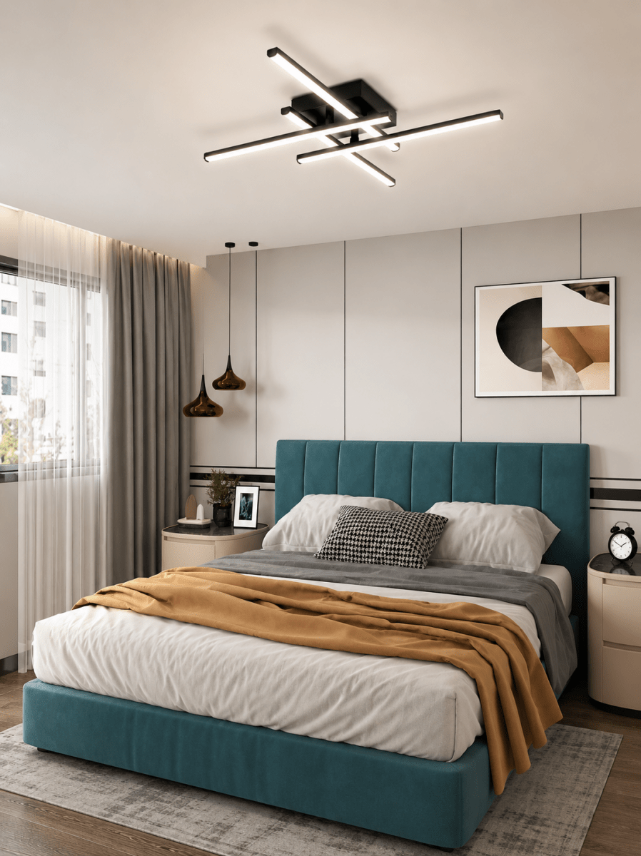 Plafonnier LED Design Géométrique Noir Angulaire — Luminaire Minimaliste Moderne | ANGULO™ - Lampes Design