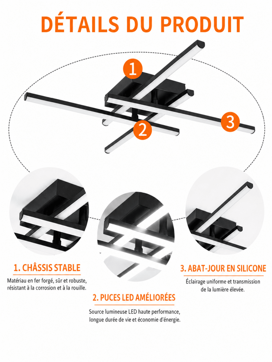Plafonnier LED Design Géométrique Noir Angulaire — Luminaire Minimaliste Moderne | ANGULO™ - Lampes Design