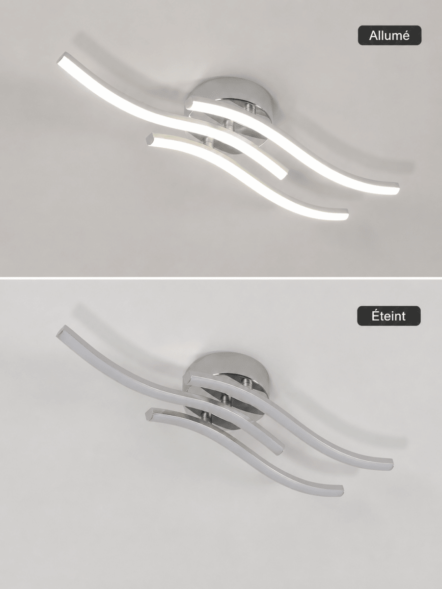 Plafonnier LED Design Ondulé Minimaliste — Luminaire Contemporain Couloir | RIVAGE™ - Lampes Design