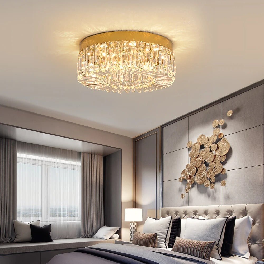 Plafonnier Luxe en Cristal et Acier — LED Intégrée Réglable, Ø40 ou Ø50 cm | GLACIER™ - Lampes Design