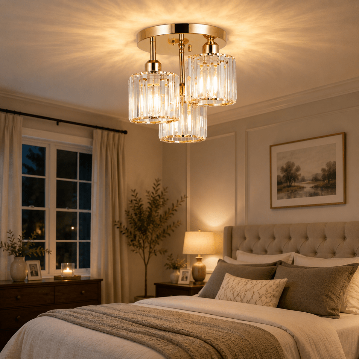 Plafonnier Moderne 3 Lumières en Cristal et Métal Doré | AURORE™ - Lampes Design