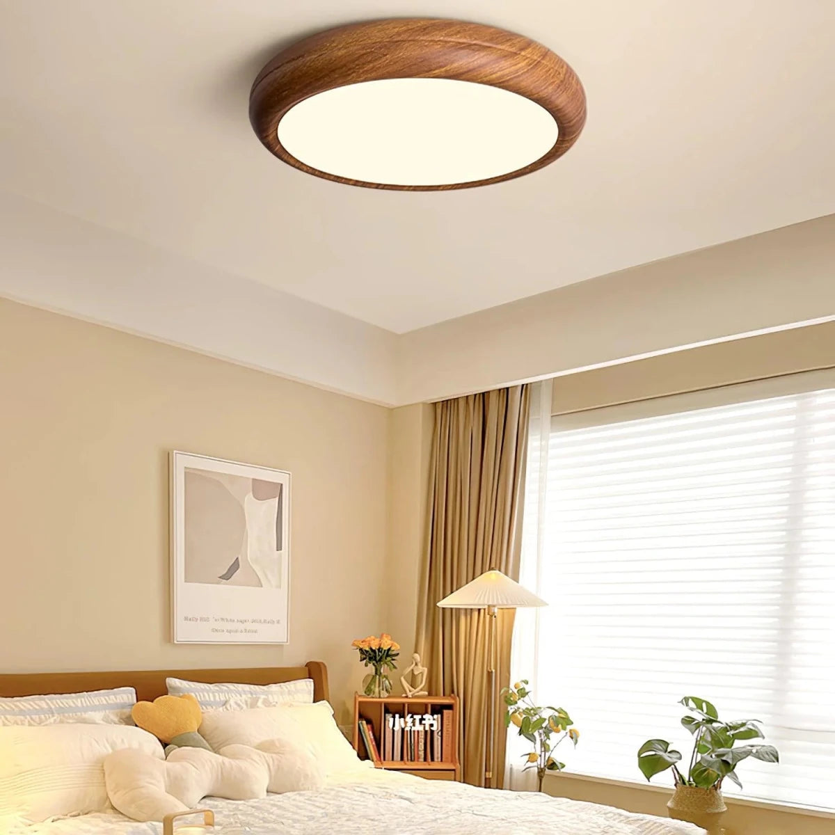 Plafonnier Rond Effet Bois Noyer — Lampe Plafond Style Moderne Créatif | AUBIER™ - Lampes Design