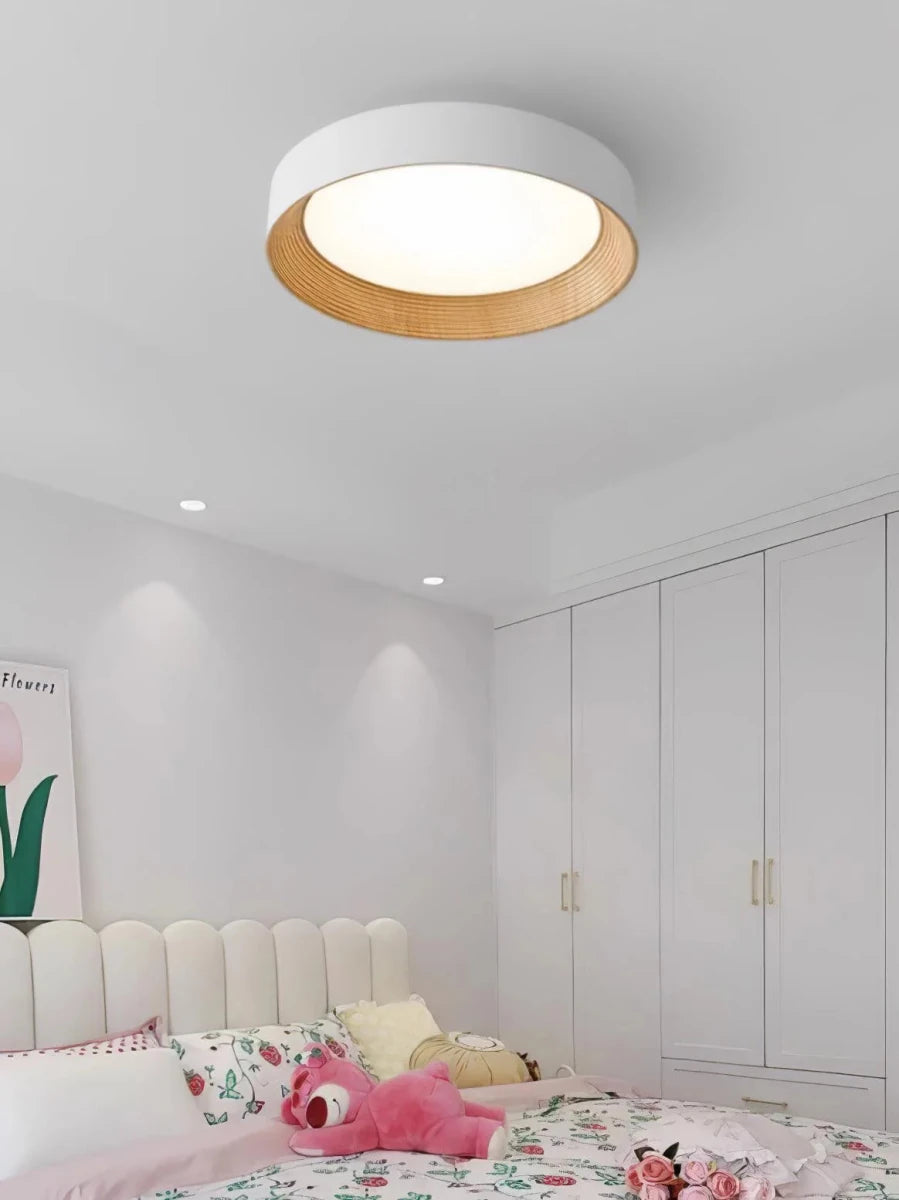 Plafonnier Rond en Bois Massif — Lampe Anti-Lumière Bleue Style Moderne | CERNE™ - Lampes Design