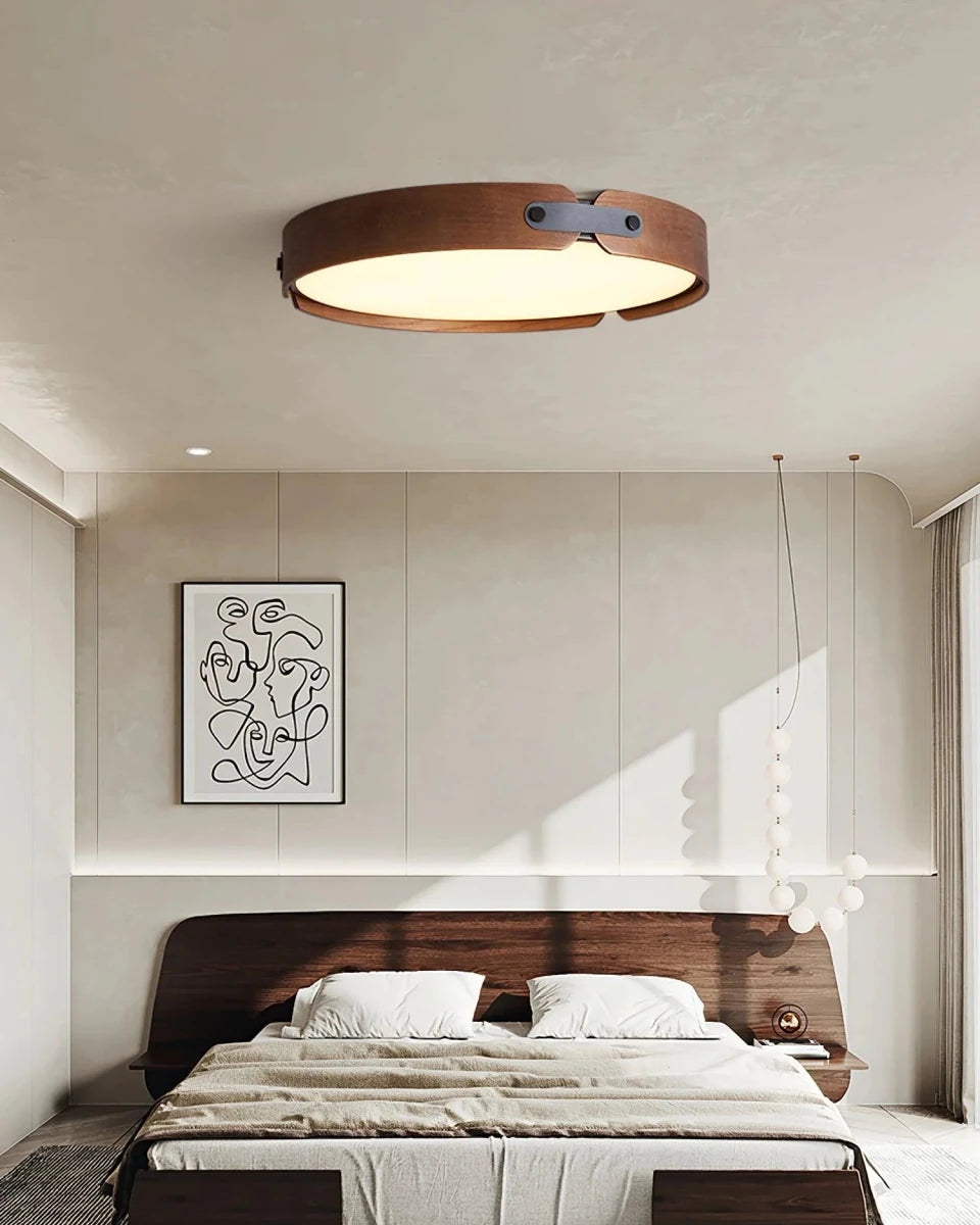 Plafonnier Rond en Bois Massif — Lampe Zen Style Japonais Nordique | RONDIN™ - Lampes Design