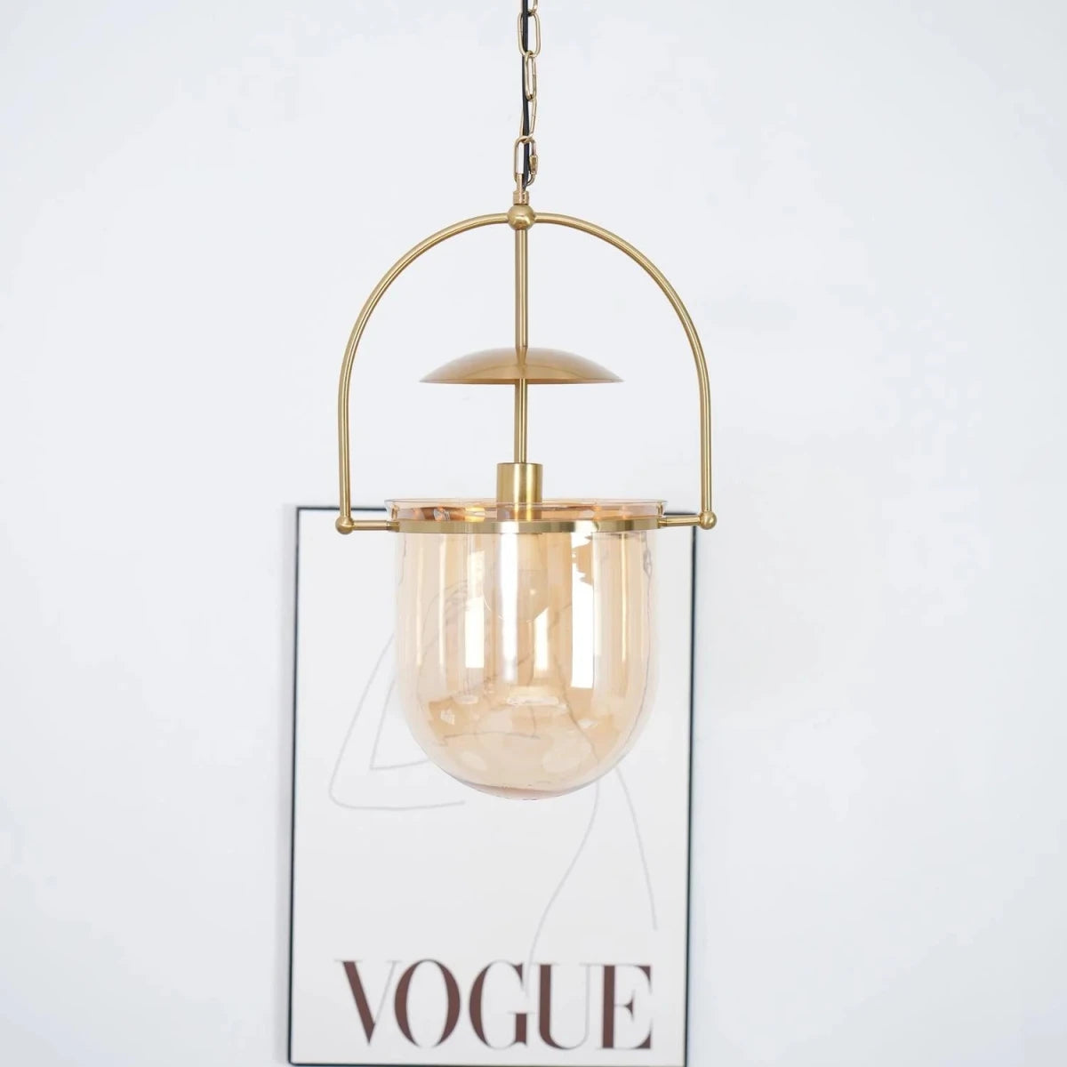 Suspension 3 Lumières Verre & Cuivre — Lustre Style Vintage Minimaliste | TOPAZE™ - Lampes Design