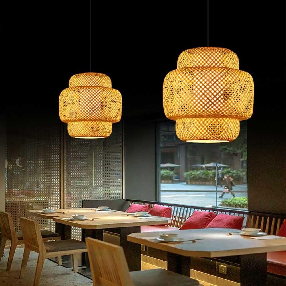 Suspension Bali Étagée – Lustre Bambou Tressé Style Japandi | Bali - Lampes Design