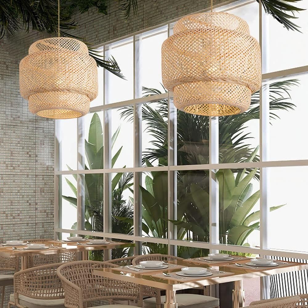 Suspension Bali Étagée – Lustre Bambou Tressé Style Japandi | Bali - Lampes Design