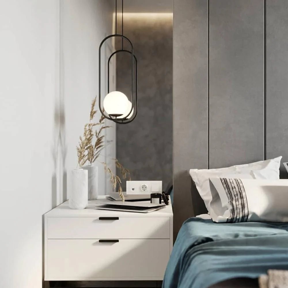 Suspension Boule de Verre & Tige Métal — Petit Lustre Style Bar Minimaliste | GOUTTELETTE™ - Lampes Design