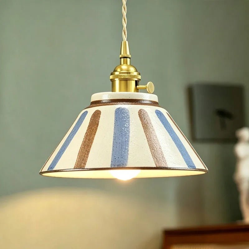 Suspension Céramique Bleu et Blanc Peinte à la Main — Style Chinois Rétro | QINGHUA™ - Lampes Design