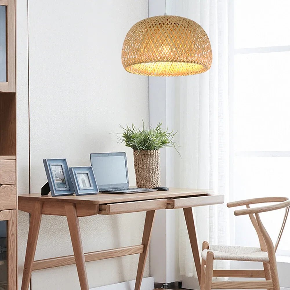 Suspension Design Dôme en Bambou Tressé — Lustre Style Japonais pour Salle à Manger | Kyoto™ - Lampes Design
