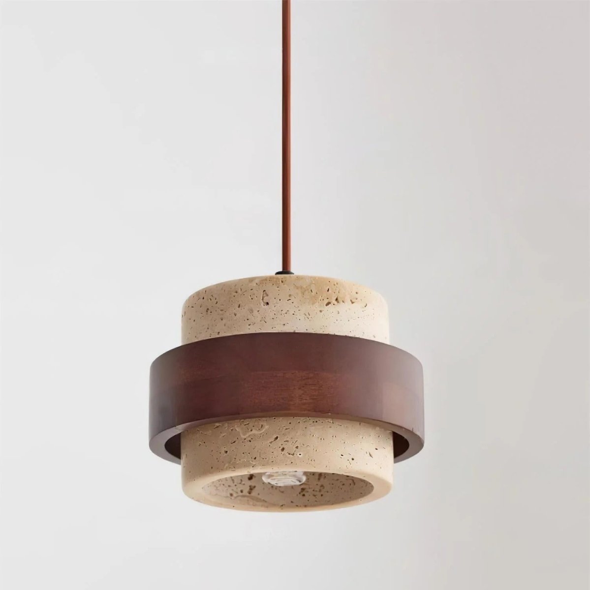 Suspension Design en Bois et Travertin — Luminaire Organique Style Wabi-Sabi | L'OASIS™ - Lampes Design